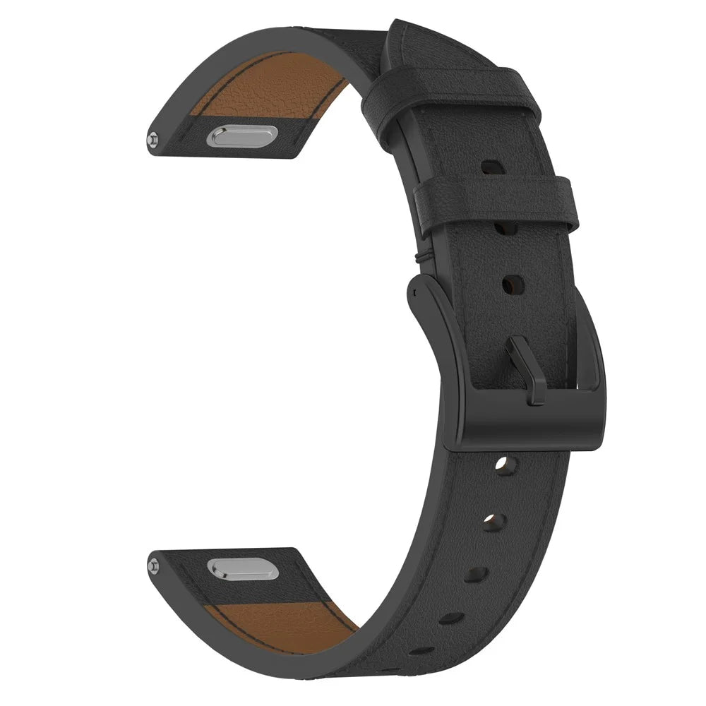 For Huawei Watch GT 5 41mm Watch Band 18mm Replacement Genuine Cow Leather Strap - Black - 1