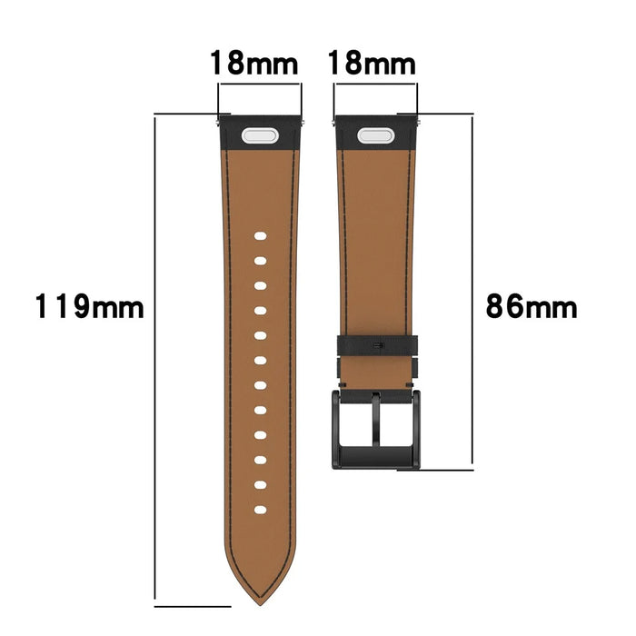 For Huawei Watch GT 5 41mm Watch Band 18mm Replacement Genuine Cow Leather Strap - Black - 5