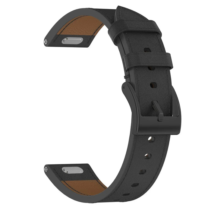 For Huawei Watch GT 3 Pro 43mm Watch Band 20mm Replacement Genuine Cow Leather Strap - Black - 1