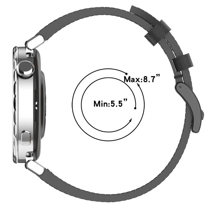 For Huawei Watch GT 3 Pro 43mm Watch Band 20mm Replacement Genuine Cow Leather Strap - Black - 4