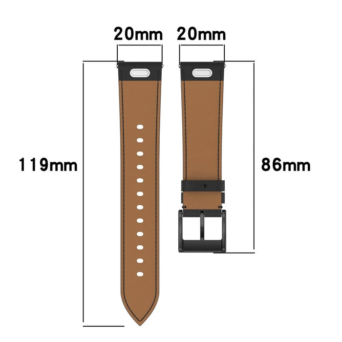 For Huawei Watch GT 3 Pro 43mm Watch Band 20mm Replacement Genuine Cow Leather Strap - Black - 5