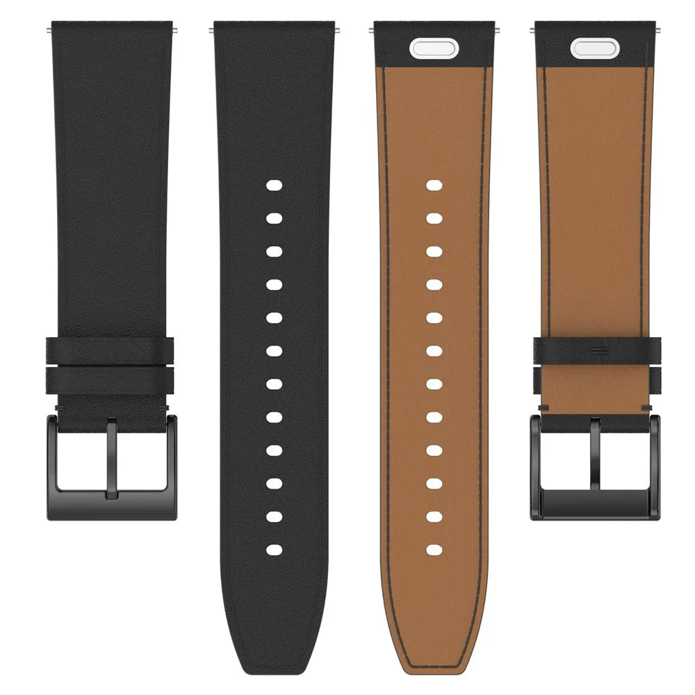 For Huawei Watch GT 5 46mm Watch Band 22mm Replacement Genuine Cow Leather Strap - Black - 3