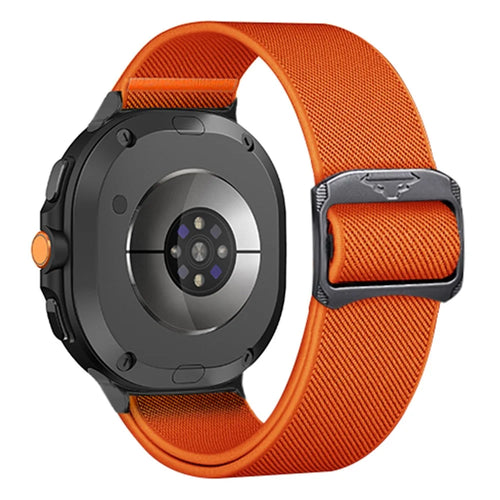 Nylon Watch Band for Samsung Galaxy Watch8 44mm / 40mm / Watch8 Classic 46mm Elastic Strap with Bull Head Buckle - Orange - 1