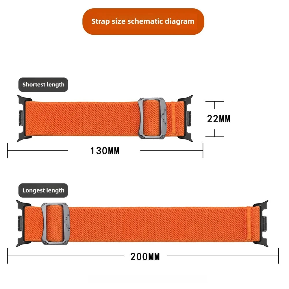 Nylon Watch Band for Samsung Galaxy Watch8 44mm / 40mm / Watch8 Classic 46mm Elastic Strap with Bull Head Buckle - Orange - 4