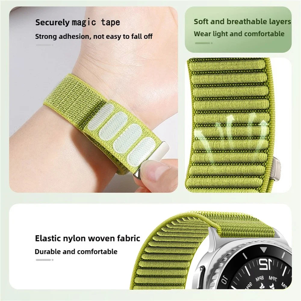 Wrist Strap for Samsung Galaxy Watch8 44mm / 40mm / Watch8 Classic 46mm Magic Tape Nylon Woven Watch Band - Green - 3