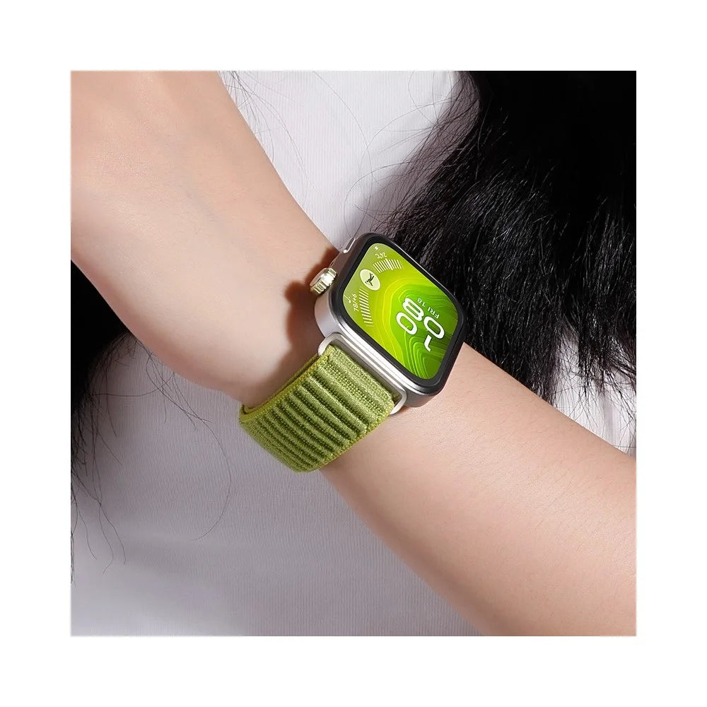 Wrist Strap for Samsung Galaxy Watch8 44mm / 40mm / Watch8 Classic 46mm Magic Tape Nylon Woven Watch Band - Green - 4