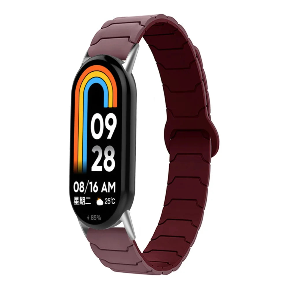 Watch Band for Xiaomi Smart Band 10 / 9 / 8 Silicone Magnetic Replacement Strap - Smoky Purple / Wine Red - 2