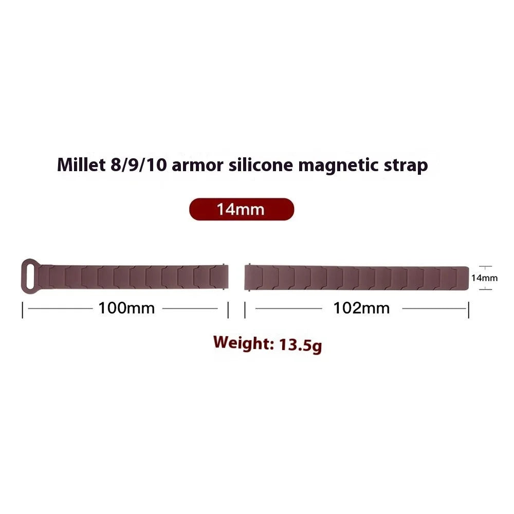 Watch Band for Xiaomi Smart Band 10 / 9 / 8 Silicone Magnetic Replacement Strap - Smoky Purple / Wine Red - 3
