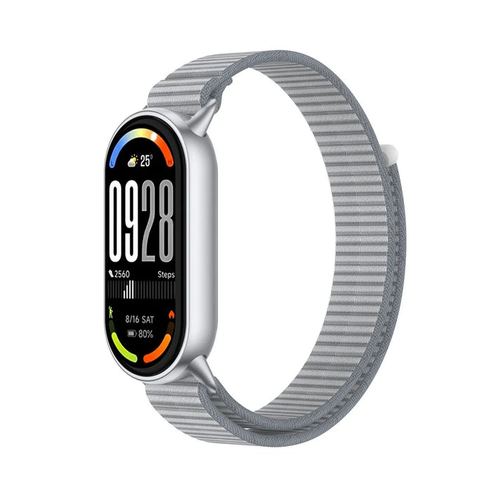 Wrist Strap for Xiaomi Smart Band 10 / 9 / 8 Magic Tape Nylon Loop Watch Band - Grey - 3
