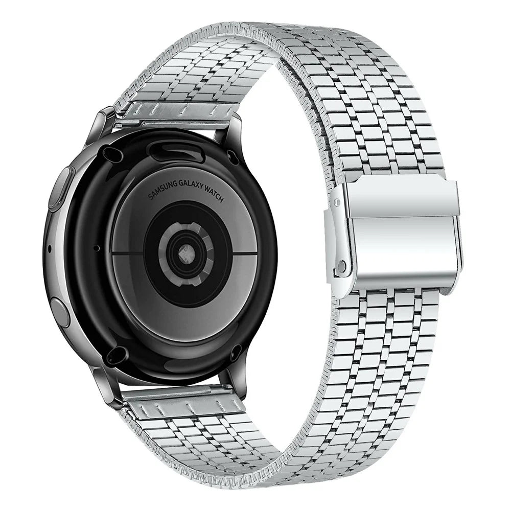 Watch Band for Garmin Vivoactive 4 Stainless Steel 7-Beads Silver Strap - 1
