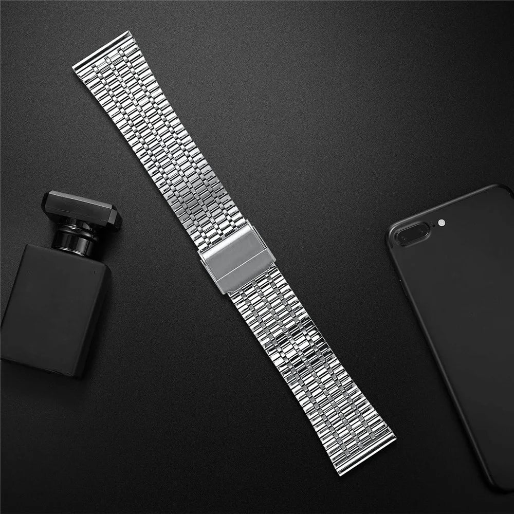 Watch Band for Garmin Vivoactive 4 Stainless Steel 7-Beads Silver Strap - 6