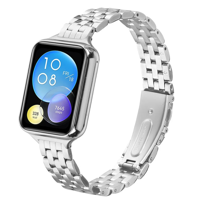 For Xiaomi Smart Band 10 Pro / 9 Pro / 8 Pro / Redmi Watch 6 / 5 / 4 Watch Band Slim Five-Bead Stainless Steel Silver Strap - 2