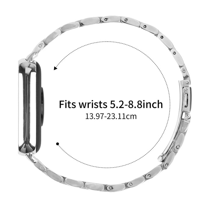 For Xiaomi Smart Band 10 Pro / 9 Pro / 8 Pro / Redmi Watch 6 / 5 / 4 Watch Band Slim Five-Bead Stainless Steel Silver Strap - 4