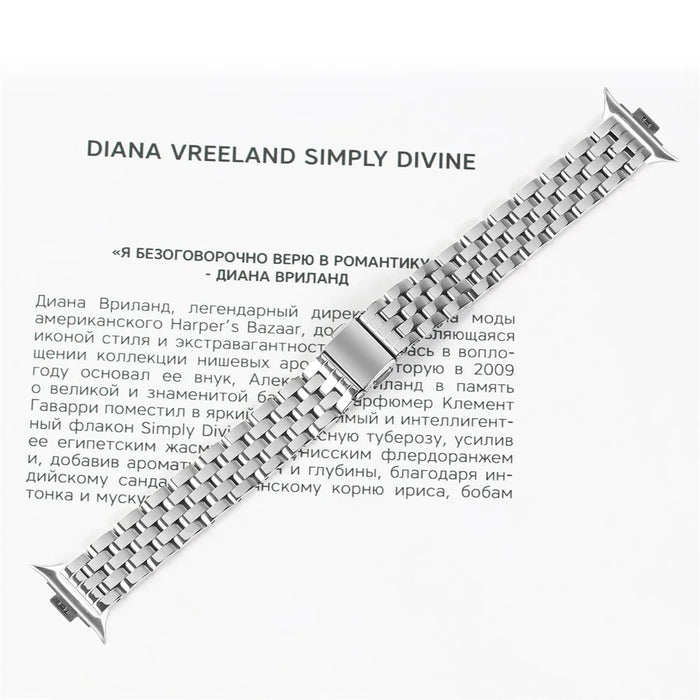 For Xiaomi Smart Band 10 Pro / 9 Pro / 8 Pro / Redmi Watch 6 / 5 / 4 Watch Band Slim Five-Bead Stainless Steel Silver Strap - 5
