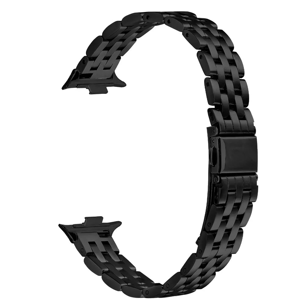 For Xiaomi Smart Band 10 Pro / 9 Pro / 8 Pro / Redmi Watch 6 / 5 / 4 Watch Band Slim Five-Bead Stainless Steel Black Strap - 1