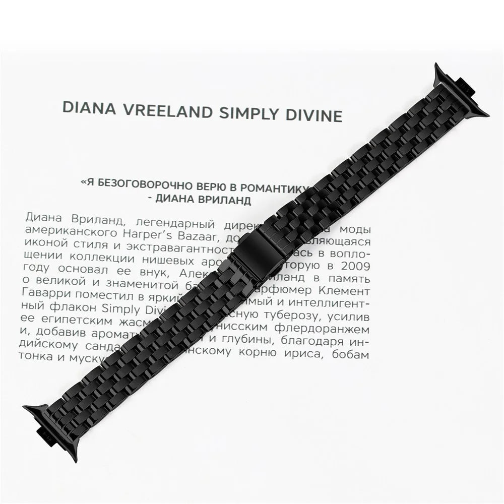 For Xiaomi Smart Band 10 Pro / 9 Pro / 8 Pro / Redmi Watch 6 / 5 / 4 Watch Band Slim Five-Bead Stainless Steel Black Strap - 5