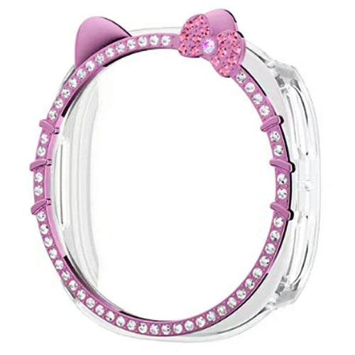 For Samsung Galaxy Watch8 40mm Watch Case Cat Ear Decor Hollow PC Watch Protective Cover - Pink - 1