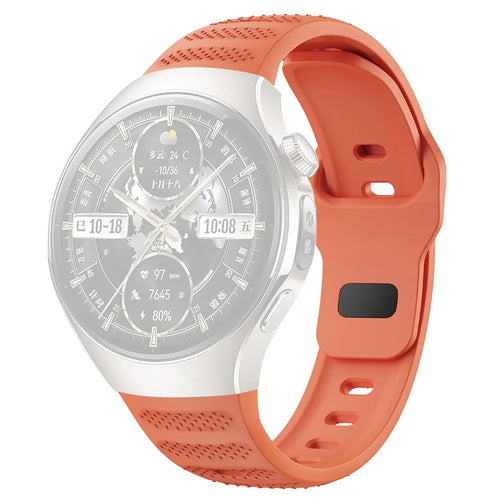 For Huawei Watch 5 46mm Smartwatch Band Dot Texture Silicone Wrist Strap - Orange - 1