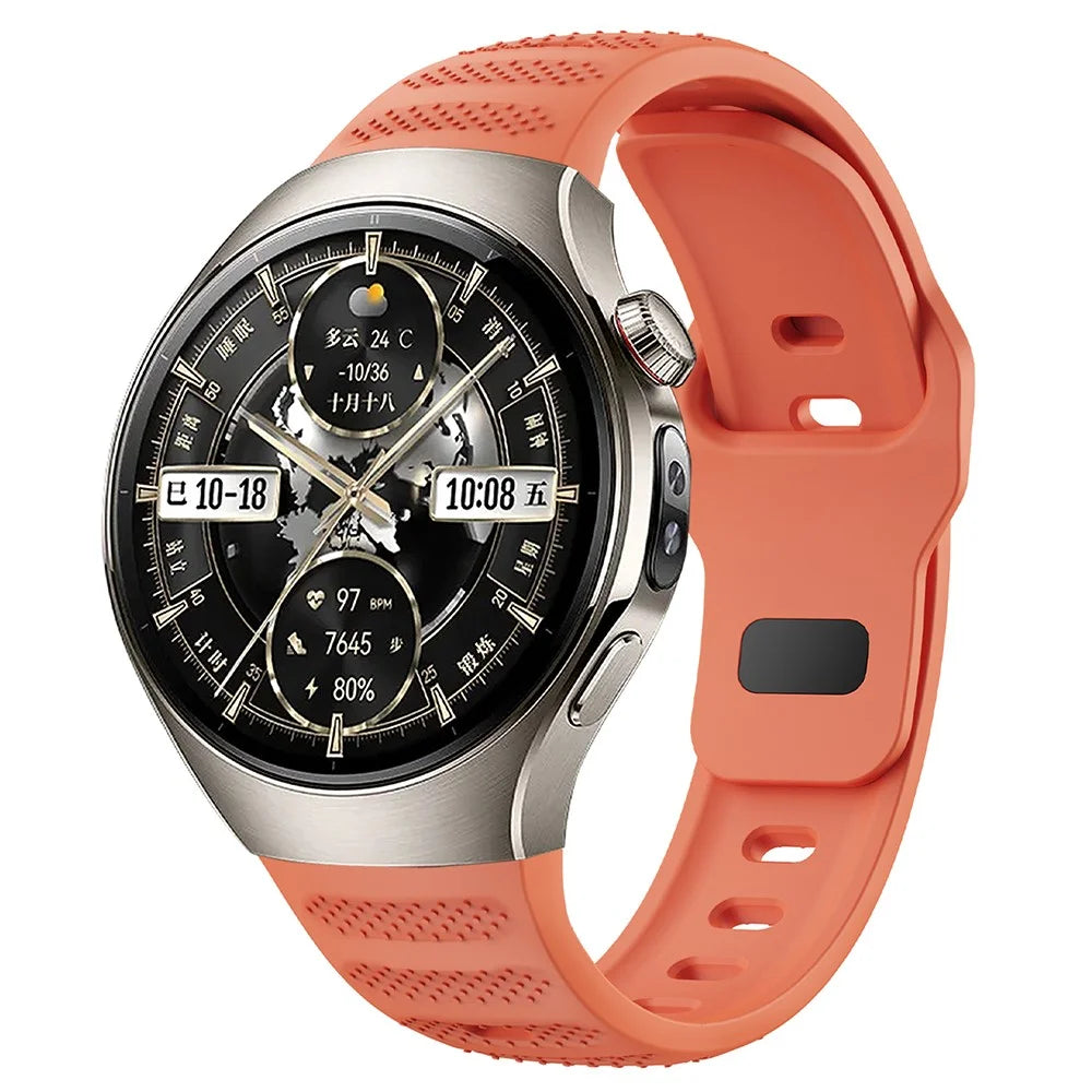 For Huawei Watch 5 46mm Smartwatch Band Dot Texture Silicone Wrist Strap - Orange - 2