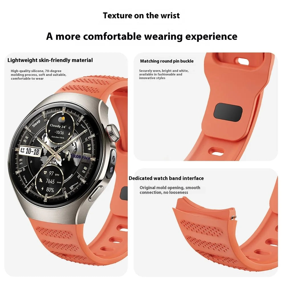 For Huawei Watch 5 46mm Smartwatch Band Dot Texture Silicone Wrist Strap - Orange - 3