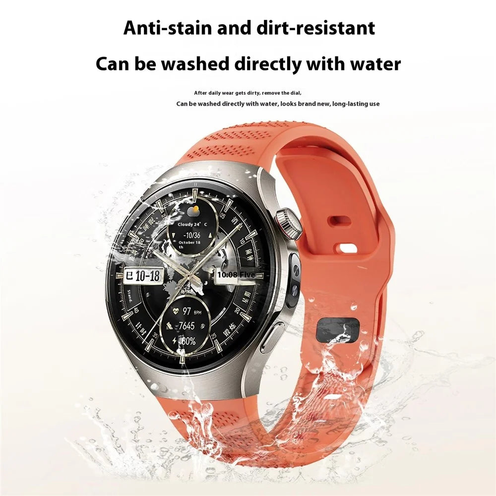 For Huawei Watch 5 46mm Smartwatch Band Dot Texture Silicone Wrist Strap - Orange - 4
