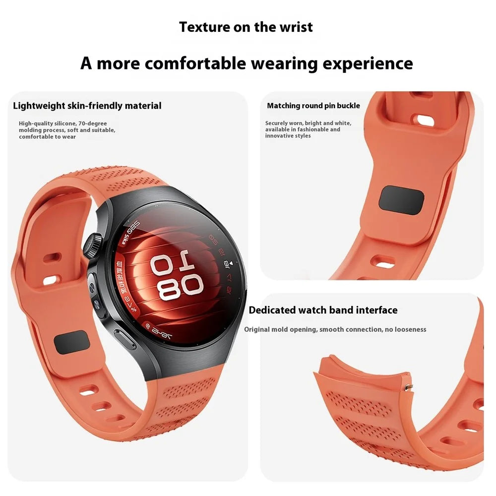 For Huawei Watch 5 42mm Smartwatch Band Dot Texture Silicone Wrist Strap - Orange - 3
