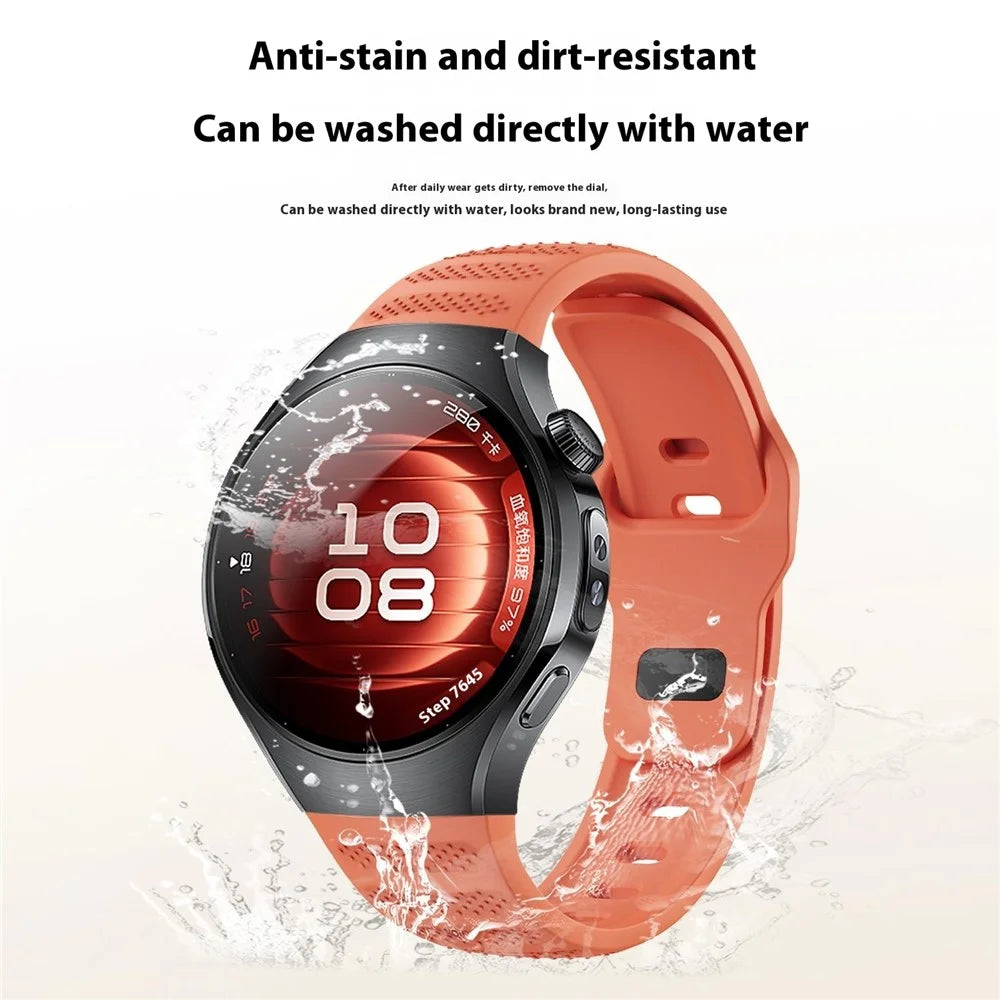 For Huawei Watch 5 42mm Smartwatch Band Dot Texture Silicone Wrist Strap - Orange - 4