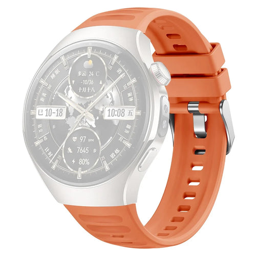 For Huawei Watch 5 46mm Watch Band Wave Texture Silicone Adjustable Strap - Orange - 1