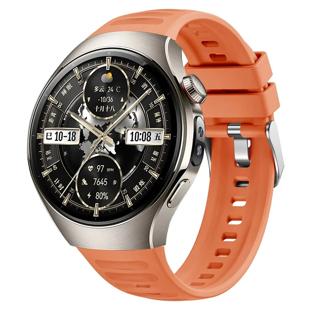 For Huawei Watch 5 46mm Watch Band Wave Texture Silicone Adjustable Strap - Orange - 2