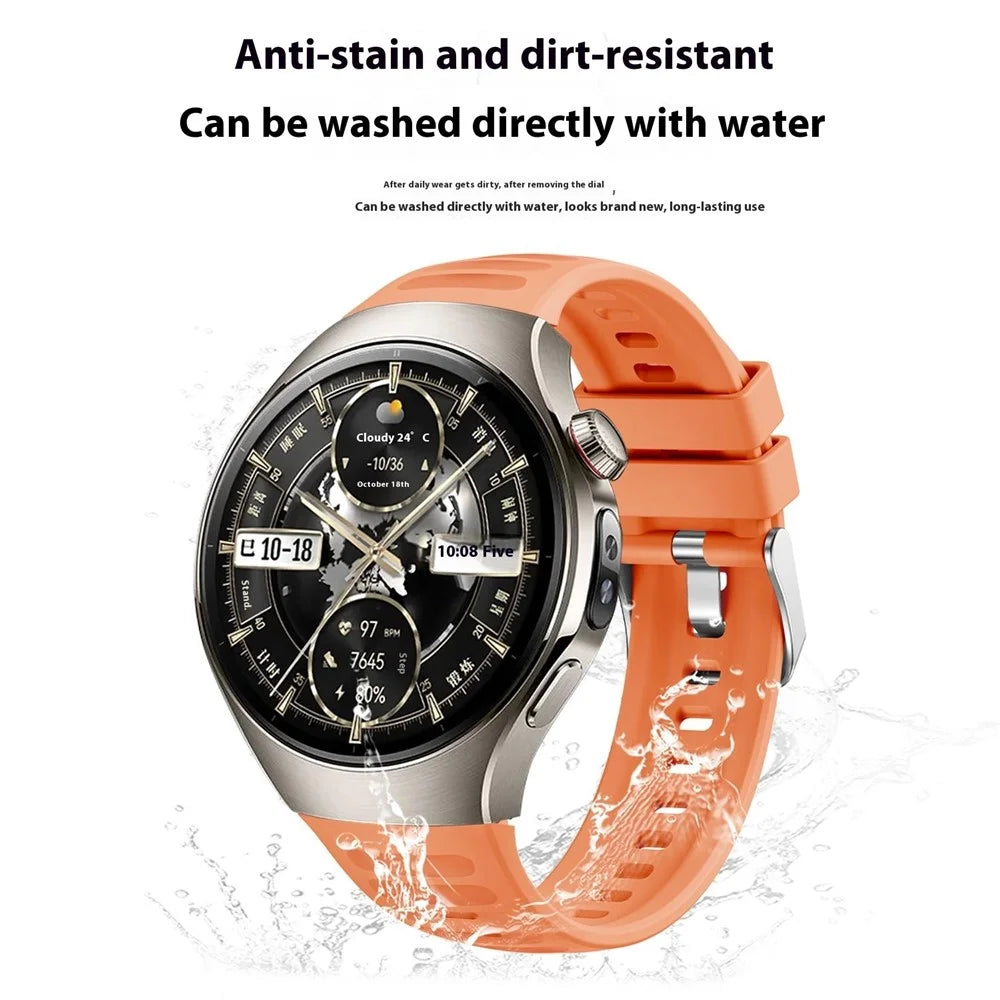 For Huawei Watch 5 46mm Watch Band Wave Texture Silicone Adjustable Strap - Orange - 4
