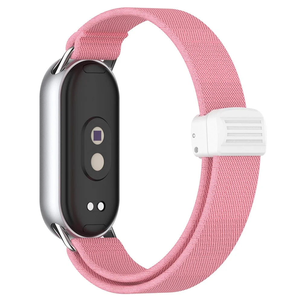 Nylon Watch Strap for Xiaomi Smart Band 10 / 9 / 9 NFC / 8 Magnetic Clasp Adjustable Wristband - Pink - 1