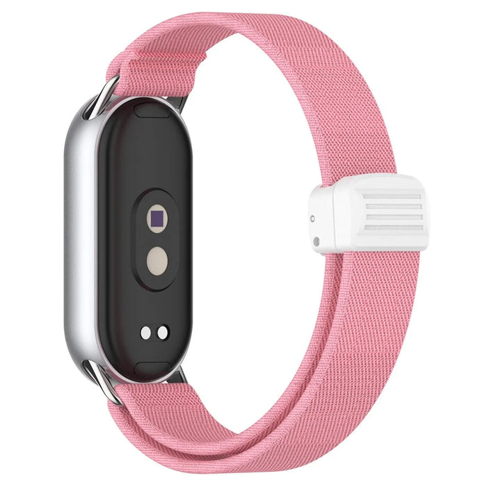 Nylon Watch Strap for Xiaomi Smart Band 10 / 9 / 9 NFC / 8 Magnetic Clasp Adjustable Wristband - Pink - 1