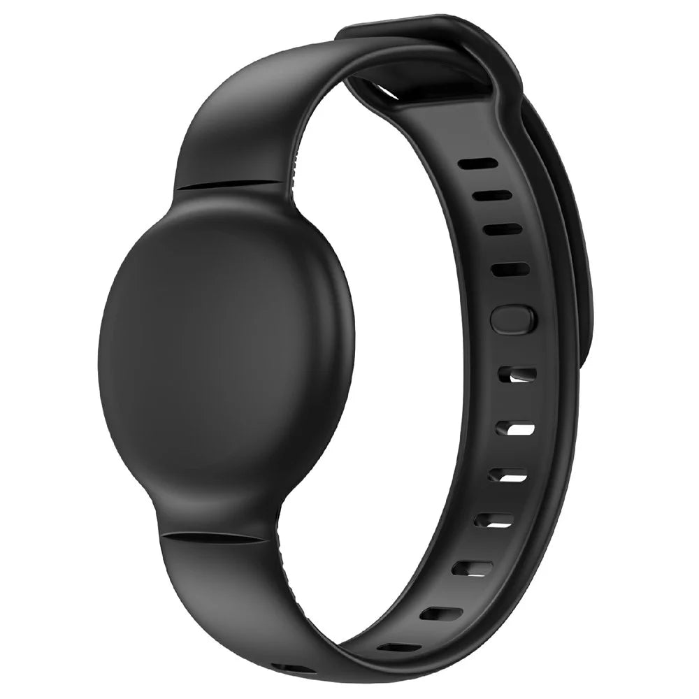 CS27 Watch Strap for Apple AirTag Tracker Protective Case Silicone Wristband for Children Adult - Black - 2