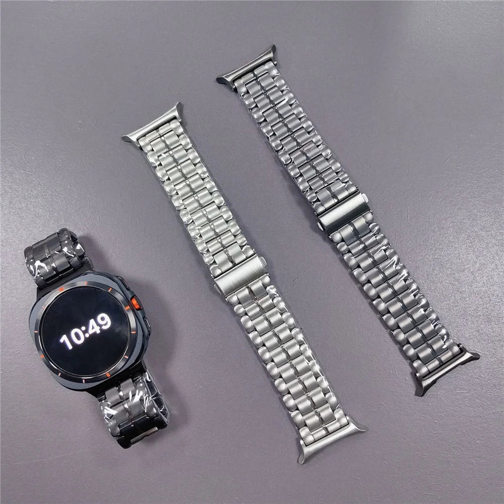 Watch Band for Samsung Galaxy Watch8 44mm / 40mm / Watch8 Classic 46mm Semicircular Design Titanium Alloy 5-Bead Wrist Strap - Black - 3