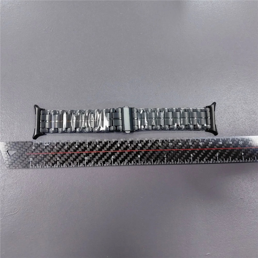 Watch Band for Samsung Galaxy Watch8 44mm / 40mm / Watch8 Classic 46mm Semicircular Design Titanium Alloy 5-Bead Wrist Strap - Black - 5