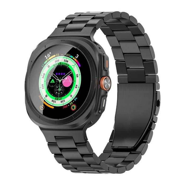 Watch Band for Samsung Galaxy Watch8 44mm / 40mm / Watch8 Classic 46mm Titanium Alloy 3-Bead Wrist Strap - Black - 2