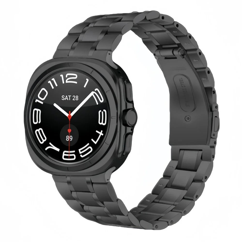 Watch Band for Samsung Galaxy Watch8 44mm / 40mm / Watch8 Classic 46mm Stainless Steel 5-Bead Wrist Strap - Black - 2