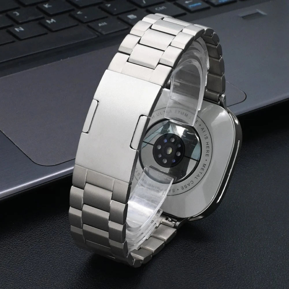 Watch Band for Samsung Galaxy Watch8 44mm / 40mm / Watch8 Classic 46mm Titanium Alloy 3-Bead Wrist Strap - Titanium - 4