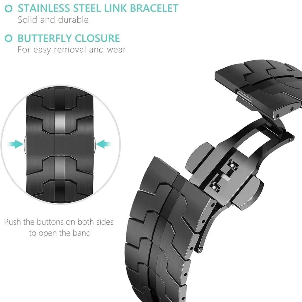 Butterfly Buckle Strap for Samsung Galaxy Watch8 44mm / 40mm / Watch8 Classic 46mm Titanium Alloy Watch Band - Black - 4