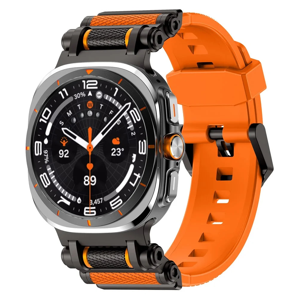 For Samsung Galaxy Watch Ultra2 47mm / Watch Ultra (2025) 47mm / Watch Ultra 47mm Replacement Watch Band Gear Design TPU Strap - Black+Orange - 2