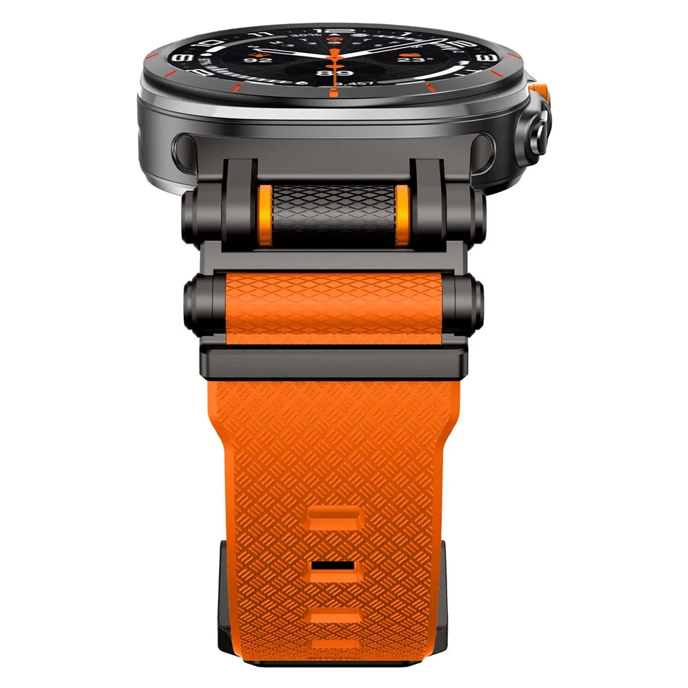 For Samsung Galaxy Watch Ultra2 47mm / Watch Ultra (2025) 47mm / Watch Ultra 47mm Replacement Watch Band Gear Design TPU Strap - Black+Orange - 3