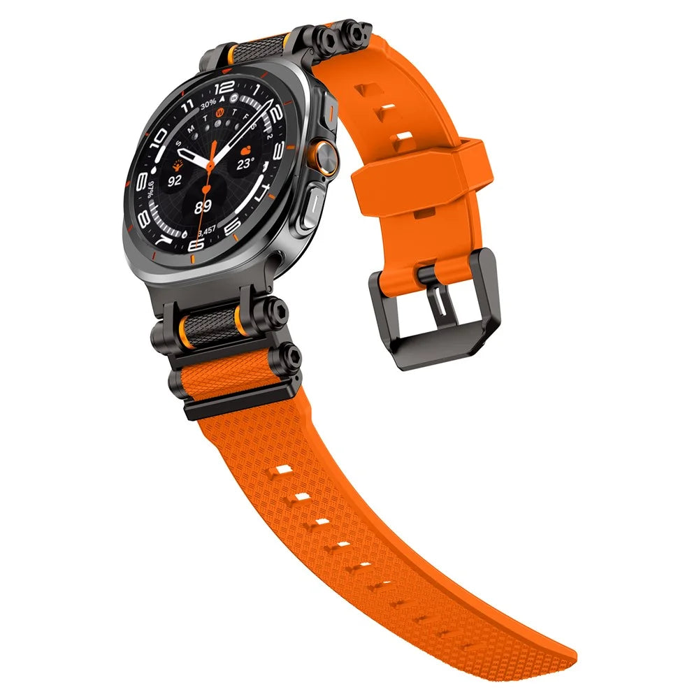 For Samsung Galaxy Watch Ultra2 47mm / Watch Ultra (2025) 47mm / Watch Ultra 47mm Replacement Watch Band Gear Design TPU Strap - Black+Orange - 6