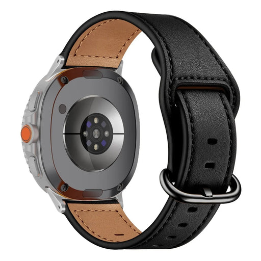 KALEBOL Watch Band for Samsung Galaxy Watch8 44mm / 40mm / Watch8 Classic 46mm Genuine Cow Leather Strap - Black - 1