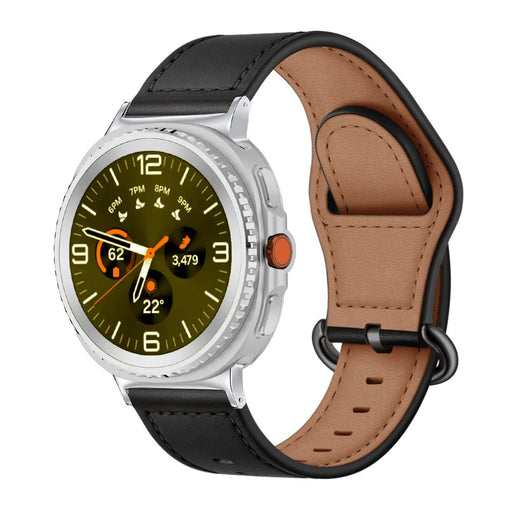KALEBOL Watch Band for Samsung Galaxy Watch8 44mm / 40mm / Watch8 Classic 46mm Genuine Cow Leather Strap - Black - 2