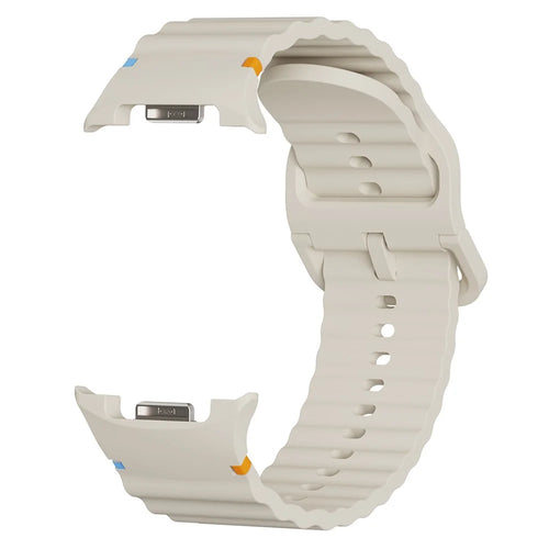 KALEBOL Silicone Watch Band for Samsung Galaxy Watch8 44mm / 40mm / Watch8 Classic 46mm Wave Shape Wrist Strap - Beige - 1