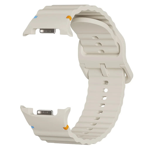 KALEBOL Silicone Watch Band for Samsung Galaxy Watch8 44mm / 40mm / Watch8 Classic 46mm Wave Shape Wrist Strap - Beige - 1
