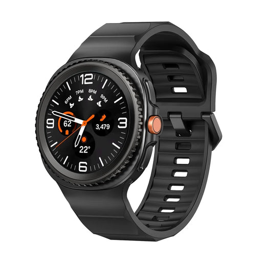 KALEBOL Watch Band for Samsung Galaxy Watch8 44mm / 40mm / Watch8 Classic 46mm Wave Shape Silicone Strap - Black - 2