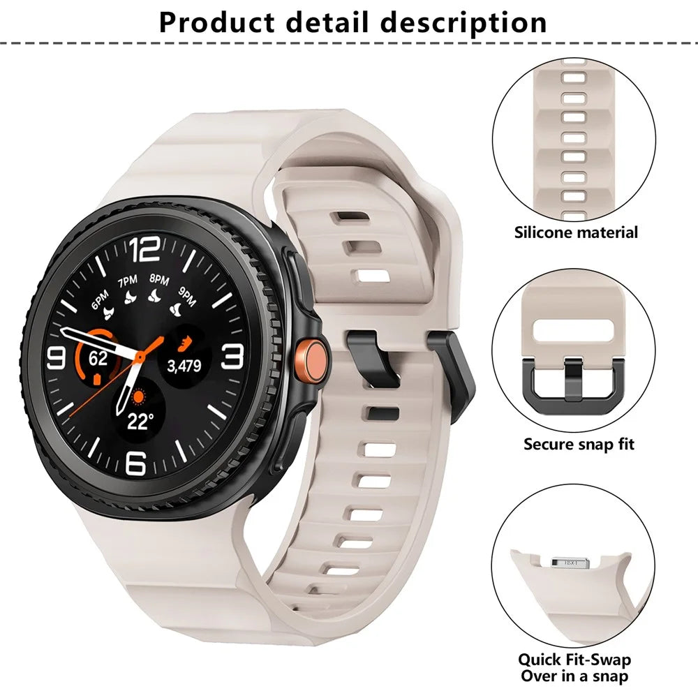 KALEBOL Watch Band for Samsung Galaxy Watch8 44mm / 40mm / Watch8 Classic 46mm Wave Shape Silicone Strap - Black - 3
