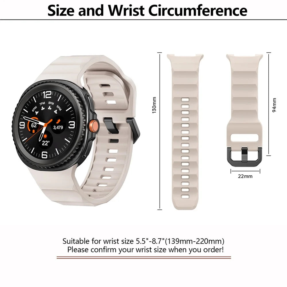 KALEBOL Watch Band for Samsung Galaxy Watch8 44mm / 40mm / Watch8 Classic 46mm Wave Shape Silicone Strap - Black - 4