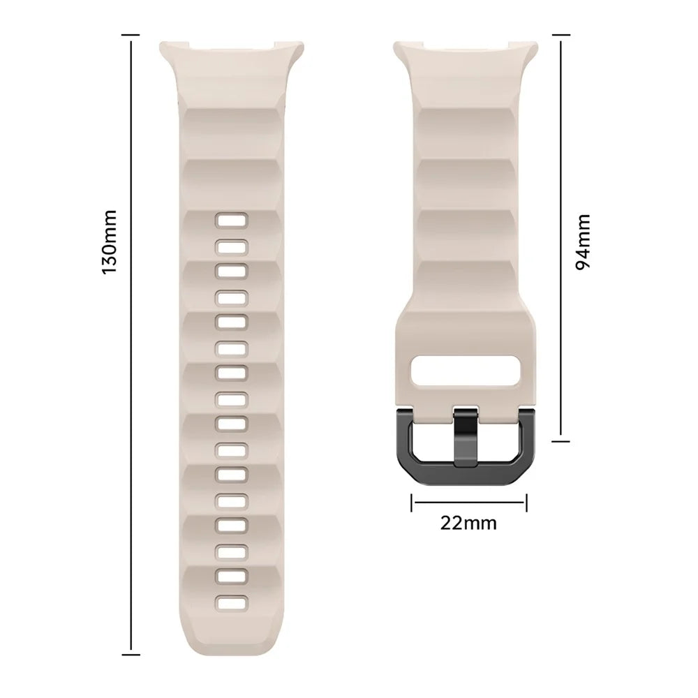 KALEBOL Watch Band for Samsung Galaxy Watch8 44mm / 40mm / Watch8 Classic 46mm Wave Shape Silicone Strap - Black - 5